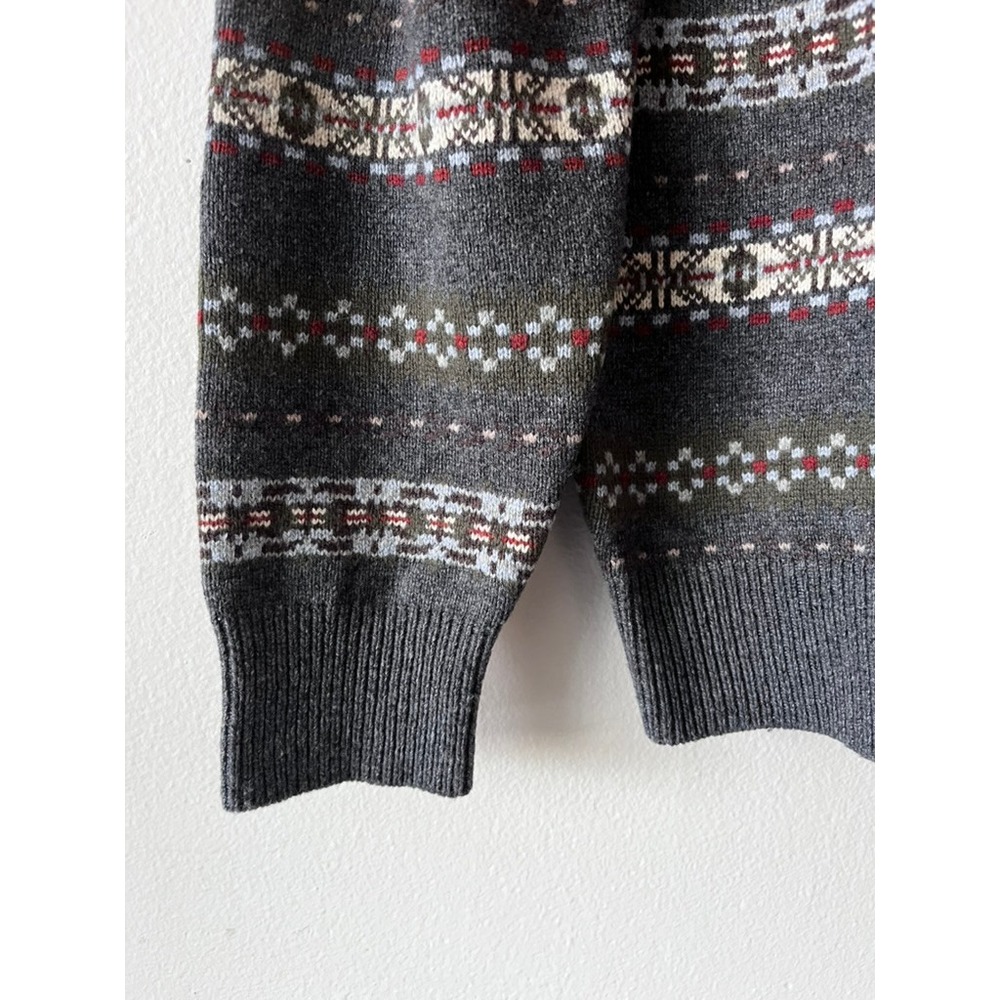 Peter Millar Mountainside Fair Isle Crew Neck Wool Blend Sweater Gray size XL - Picture 6 of 14